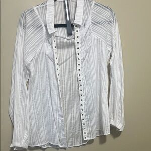 White Striped Button-Up Shirt